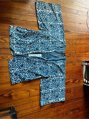 Cost Plus World Market Blue Printed Open-Front Kimono Jacket